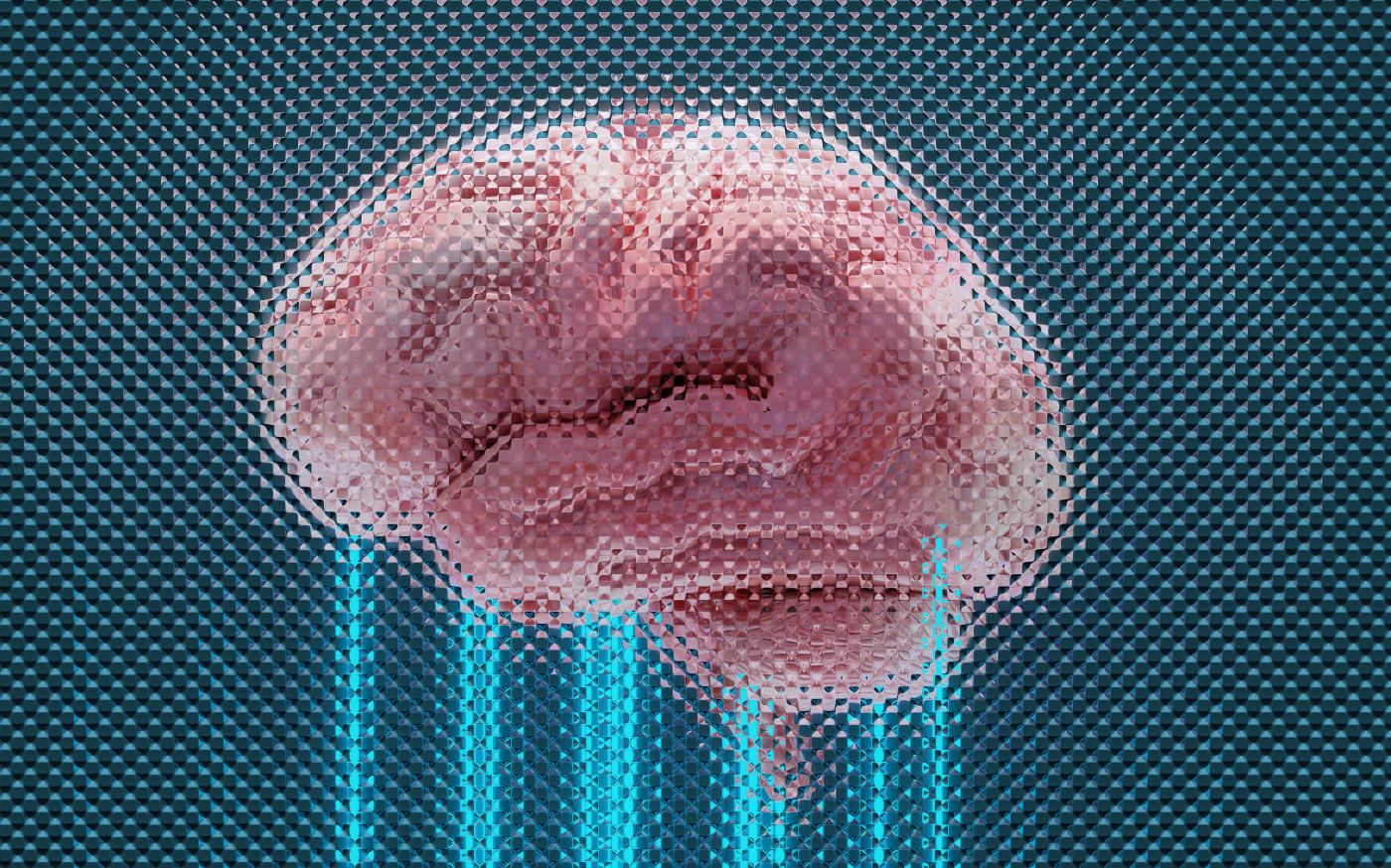 A brain displayed with glowing blue lines. by Shubham Dhage courtesy of Unsplash.