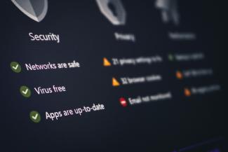 A security and privacy dashboard with its status. by Zulfugar Karimov courtesy of Unsplash.